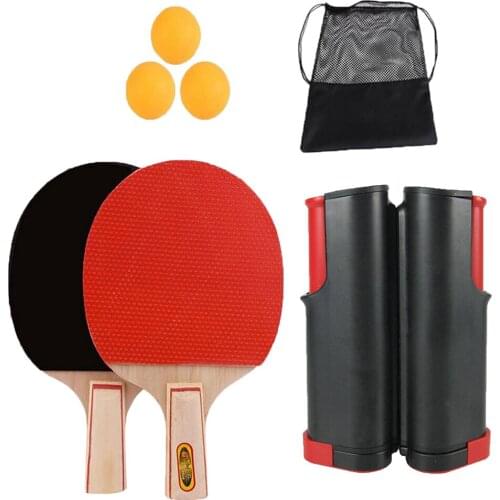 Table Tennis Set 2 Paddle Bats 3 Balls Net Rack Storage Bag Outdoor Indoor Game Table Tennis Equipment