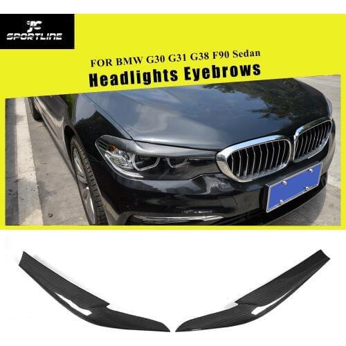 Dry Carbon Fiber / Dry FRP Headlight Eyelids Eyebrows for BMW G30 G31 G38 F90 M5 Executive Sedan 4-Door 2017 2018