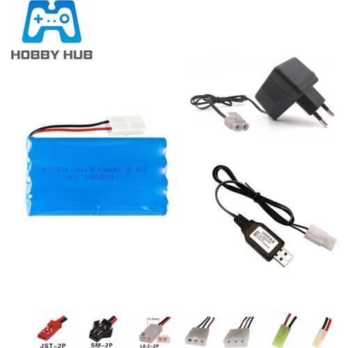 9.6V 1400mAh Ni-CD battery +9.6v Charger for RC Toy car boat truck gun robot nicd AA 9.6v Rechargeable Battery Pack For rc boats