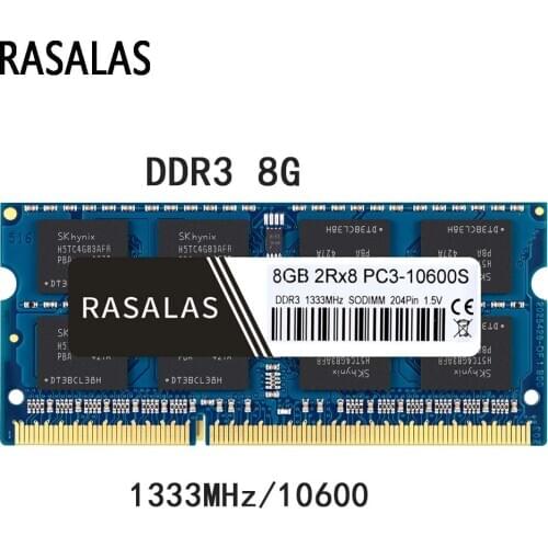 Rasalas 8GB DDR3 1333Mhz SO-DIMM 8 GB 1,5V Notebook RAM 204Pin Laptop Fully Compatible Memory Sodimm NO-ECC Blue