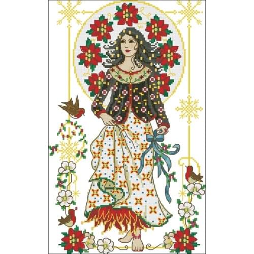 Genuine Product Egypt Long-staple Cotton Self-Made cross stitch kits Suite Joan Elliott-Christmas Flower Goddess