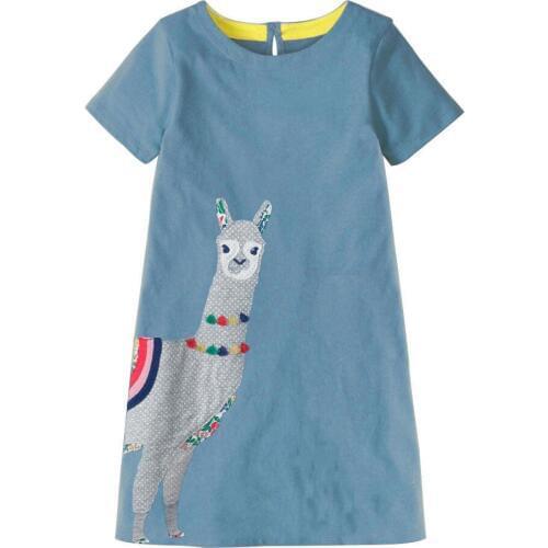 Jumping Meters Girls Dresses Alpaca Appliques Summer Princess Dress Brand Baby Girls Clothes Short Sleeve Tunic Dresses