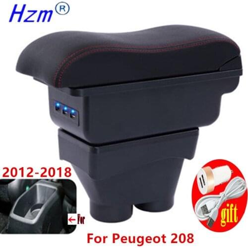 For Peugeot 208 Armrest Box 2012-2018 Storage box Car Holder Ashtray Interior accessories Retrofit parts 7USB 2017 2016 2015