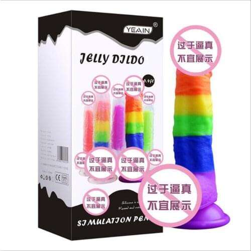Rainbow Realistic Dildo Penis Super Dildo With Suction Cup Sex Toys for Woman Female Masturbation faloimitator Products S0600