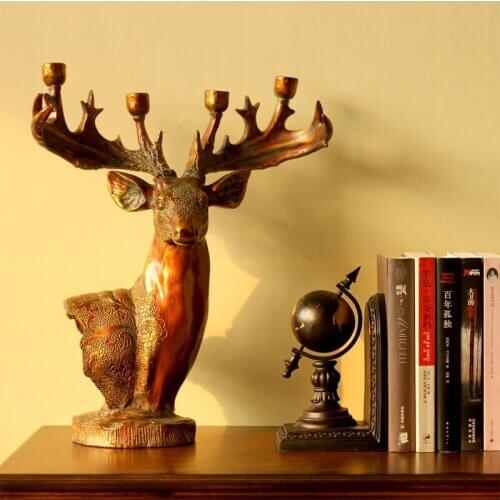 Christmas Reindeer Candlestick Creative Resin Living Room Decoration Candlestick Luxury Bougeoir Noel Home Decoration DD60ZT