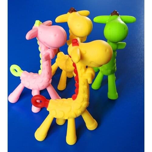 Food Grade Silicone Teether Safe Baby Teether Infant BPA Free Giraffe Molar Chew Dental Care Teething Nursing Gift For Infant