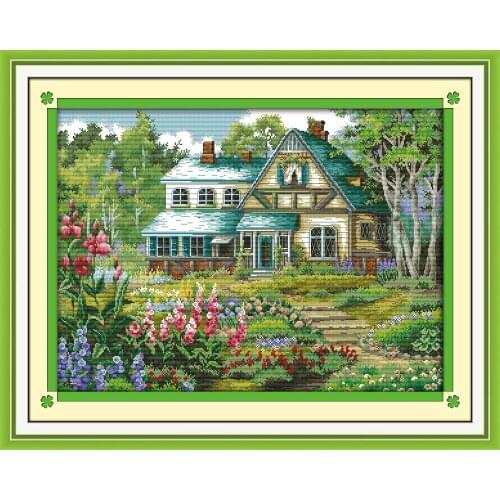 The fairy tale hut cross stitch kit DIY hand embroidery set craft handmade needlework cross-stitching DMC color Dreamfounder