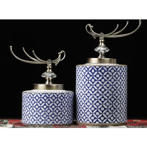 New Chinese style modern simple ceramic copper coin ornaments home living room study retro soft display soft decoration