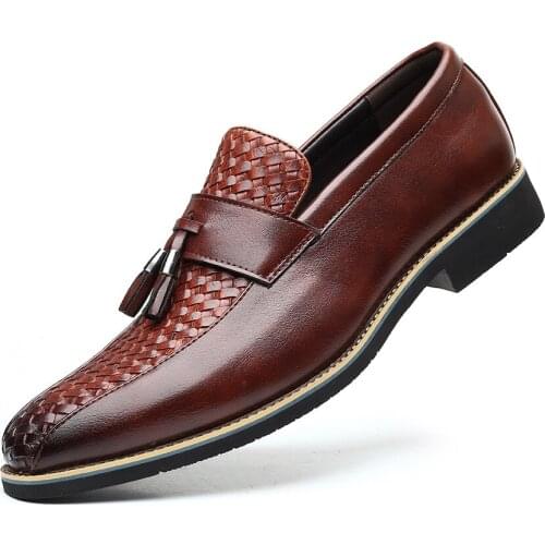 Men Dress Shoes Pu Leather Slip-on Newest Fashion Low Heels Casual Business Stylish Wedding Shoes Loafers for Men