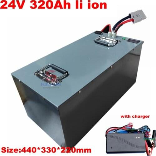 Waterproof 24V 320AH Lithium ion battery BMS 24V 400AH li ion battery for 2400W UPS Solar energy Golf Car +20A Charger
