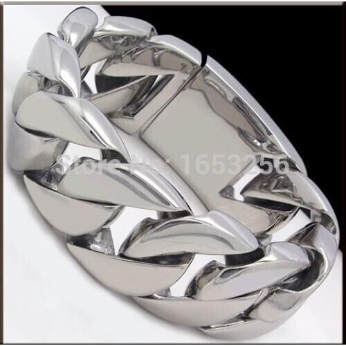 Choose Lenght 8.66'/9.2'' High Polished 316L Stainless Steel Cuban Curb Chain Bracelet For Mens Super Jewelry Heavy 32mm wide