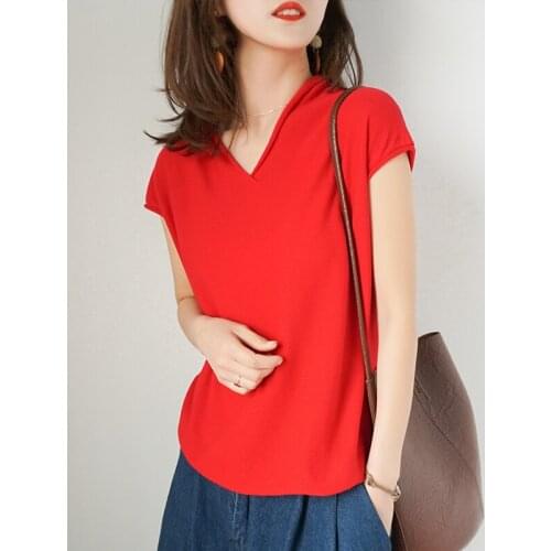 2020 new ladies T-shirt Casual Harajuku Love Solid Color Summer T-shirt Ladies Short Sleeve T-shirt Ladies Clothing V-neck