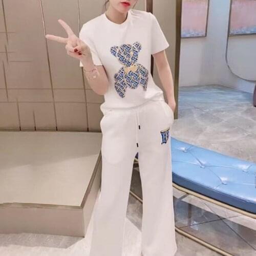 Womens Clothing Two-piece Short-sleeved Bear Sportswear Suit Summer 2021 New Fashion Casual Womens Suit