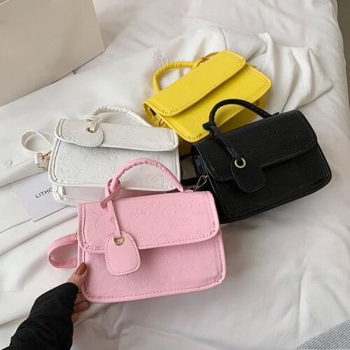 Casual Candy Color Floral Cartoon Printing Female Crossbody Bags Fashion PU Leather Women Small Shoulder Crossbody Bags Handbags