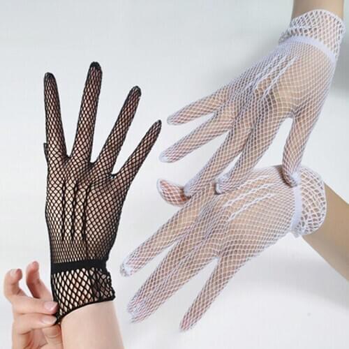 Fishnet Gloves Women Summer UV-Proof Driving Glove Mesh Fishnet Gloves Black White Nylon Solid Color High Quality Glove