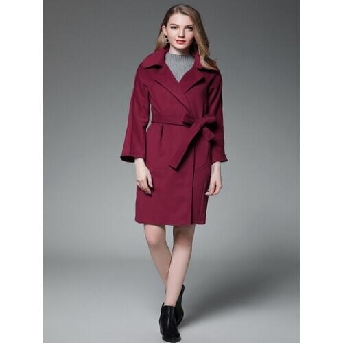 2020 ladies winter coat mid-length female coat lapel waist wool coat coat thick warm coat double-sided fleece coat