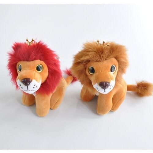 1pc 10cm Cartoon Animal Backpack Bag Crown Lion Soft New Cute Key Chain Ring Plush Keychains Doll Toy