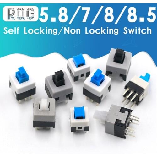 10PCS/LOT 5.8x5.8 7x7 8x8 8.5x8.5mm Self Locking / UNlock Push Tactile Power Micro Switch 6 Pin Button Switches
