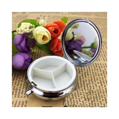 100pcs Metal Pill boxes DIY Medicine Organizer container silver-Free Shipping