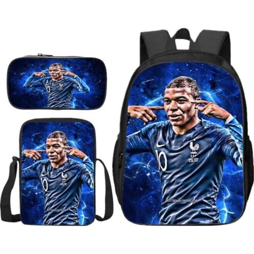 3Pcs/set Football Superstar Backpack children boys girls Schoolbag Travel Notebook Laptop Bags for Kids Students