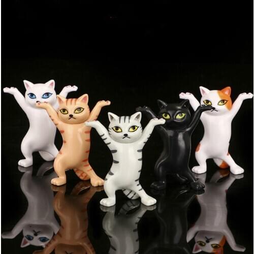5 Kinds of Dancing Cat Hand To Do Cartoon Enchanting Kitten Toy Figurine Ornaments Small Gifts Animal Figures Garden Accessories