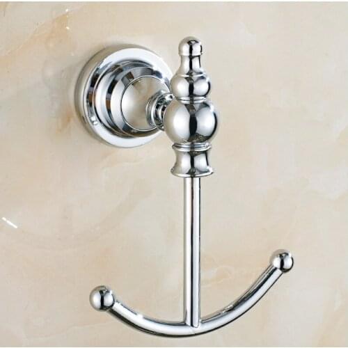 Bathroom Hardware Accessories Wall Mounted Polished Chrome Brass Robe Hook Dba907
