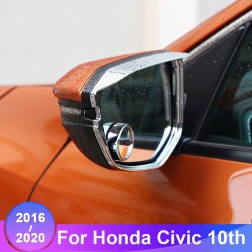 Car Rearview Mirror Rain Shade Rainproof Blades Eyebrow Shield Cover Protector Accessories For Honda Civic 10th 2016-2019 2020