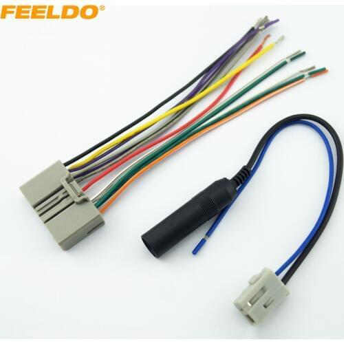 FEELDO 1Set Car Audio CD Player Radio Stereo Wiring Harness Antenna Adapter Plug For Honda Civic/Fit/CR-V/Odyssey #AM3734