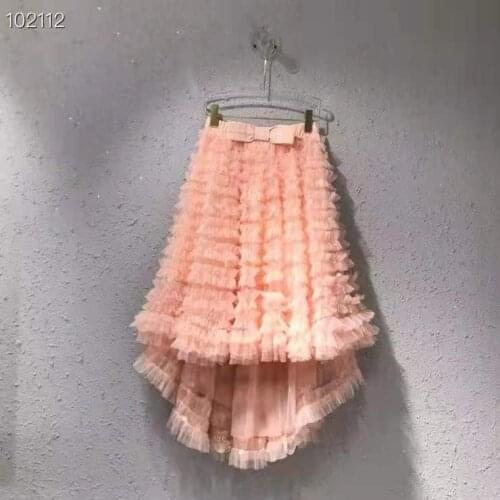 Ball Gown Skirt 2021 Autumn Fashion Style Women Beading Bow Deco Sexy Asymmetrical Party Club Skirt Pink White Black Skirt