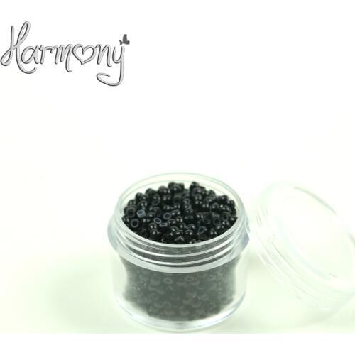 Free shipping!! 1000 pcs 1# black silicone nano beads Copper Nano Rings with Silicone lined