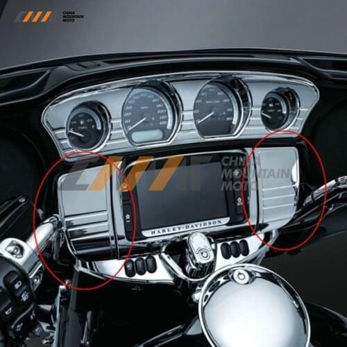 Chrome Deluxe Tri Line Stereo Trim Cover case for Harley Touring Models 2014-2019