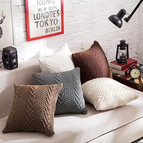 Acrylic fibres linen Handmade Cushion Cover Pillowcase Square Rectangle Pillow Cover 45x45cm Home Decor Home Textiles Almofadas