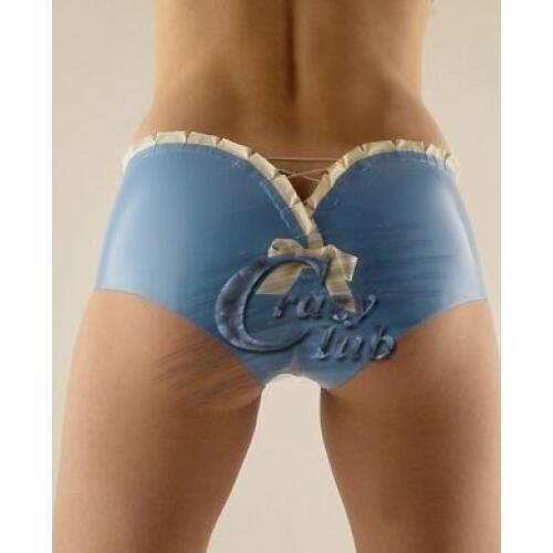 Crazy club_New fashion Women Sexy Latex underwear girls ribbon latex panty 100% pure natural latex handmade sexy girl bow briefs