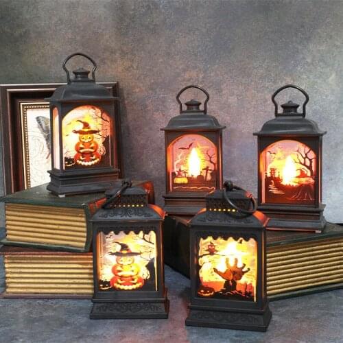 Halloween Decorations Home Lantern Led Candle Tea Light Candles Vintage Castle Pumpkin Ghost Hanging Lamp Party Lights Decor