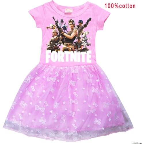 New Fortnites Summer Dresses Childrens Clothing Cartoon Girls Clothing Short sleeve Girls Dress birthday gift