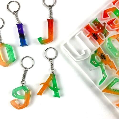 DIY English Alphabet Numbers Keychain Silicone Epoxy Mold DIY Keychain Pendant Jewelry Crafting Mould for Halloween Gift A5KE