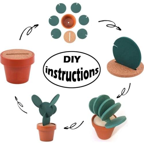 DIY Cactus Coaster Non-slip Environmental Protection Thermal Insulation Tea Mat Home Storage Desktop Multifunctional Decoration