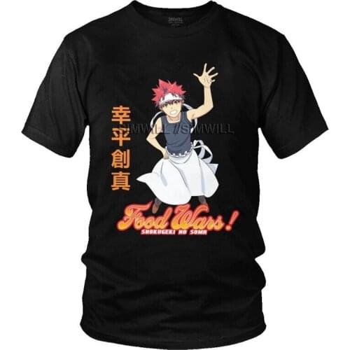 Food Wars Shokugeki No Soma Yukihira T Shirt Men 100% Cotton Printed T-shirts Funny Tshirt Short Sleeve Anime Manga Tee Tops