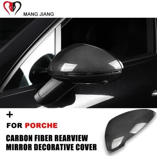 Hot For Porsche Panamera Cayenne Macan Cayman 718 Boxster Real Carbon Fiber Rearview Mirror Protective Cover Case Shell Sticker