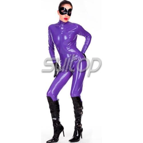 Suitop natural latex catsuit rubber latex handmade zentai suit with back zipped mask%gloves $sock