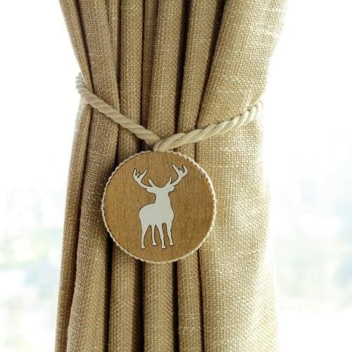 Magnetic Curtain Holder Elk Wooden Curtain Tieback Buckle Clip Tie Back Straps Holdback Nordic Style Home Decoration Accessories