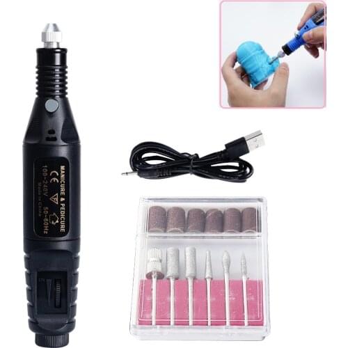 Portable Electric Polisher Drills Kit Machine for Polishing 3D Printing model for Manicure Pedicure 6pc Nail File Sanding Bands