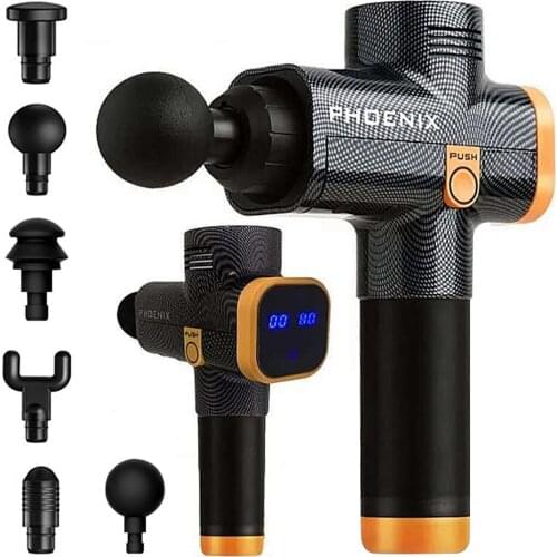 Phoenix a2 6 Heads Lcd Massage Gun Muscle Stimulator 20 Speeds Phoenix Massage Body Massager Black MG51206