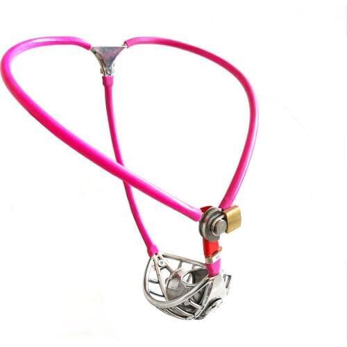 Pink Stainless Steel Male Chastity Belt Invisible Chastity Device Adjustable Cbt Toys Penis Bondage Lock With Anal Plug Dildo
