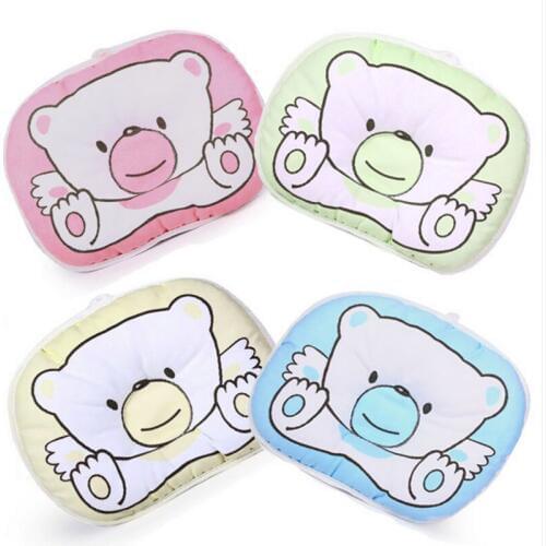 Hot Sale Colour Cute Bear Infant Soft Shaping Pillows Baby Pillow Cotton Support Prevent Flat Head Cushion Plush Animal Pillows