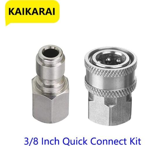 3/8 Inch Quick Connect Kit, Female Fitting, Stainless Steel, Tool Daily Pressure Washer Adapter Set5000 PSI