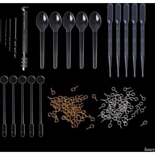 1 Set Epoxy Resin Kit DIY Jewelry Making Tools Drill Pins Silver Gold Necklace Pendant Dropper Spoon Mix Stick Accessories