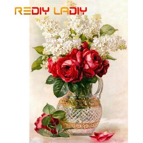 DIY Beaded Embroidery Kits Red Rose White Lilac Needlework High Quality Beads Partial Crystal Beaded Cross Stitch Hobby & Crafts