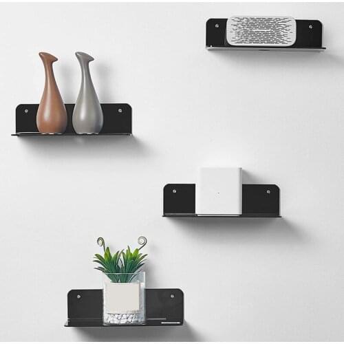 Acrylic Floating Wall Shelves Set Flexible Use Of Wall Space Adhesive Wall Shelf For Smart Speaker With Cable Clips