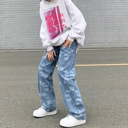 2021 New Sweet And Cool Jeans Womens Big Size Spice Girls Design Sense Niche Pants High Street Fashion